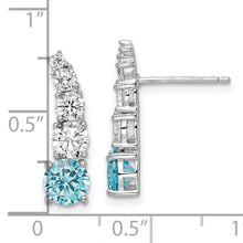 Load image into Gallery viewer, Sterling Silver Polished Rhodium Blue &amp; Clear Graduated CZ Post Earrings
