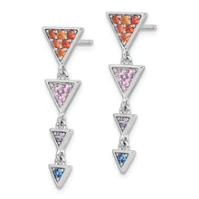 Load image into Gallery viewer, Sterling Silver Rhodium-plated Multicolor CZ Post Dangle Earrings
