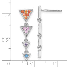 Load image into Gallery viewer, Sterling Silver Rhodium-plated Multicolor CZ Post Dangle Earrings
