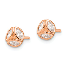 Load image into Gallery viewer, Sterling Silver Polished Rose-tone CZ Post Earrings
