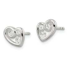 Load image into Gallery viewer, Sterling Silver CZ Heart Swirl Post Earrings

