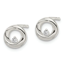 Load image into Gallery viewer, Sterling Silver Polished Circle CZ Post Earrings
