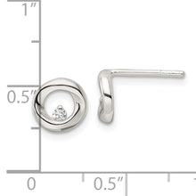 Load image into Gallery viewer, Sterling Silver Polished Circle CZ Post Earrings
