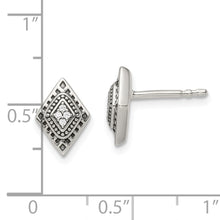 Load image into Gallery viewer, Sterling Silver Antiqued CZ Diamond-shape Post Earrings
