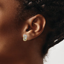 Load image into Gallery viewer, Sterling Silver RH-plated &amp; Gold-plated CZ Teardrop Infinity Post Earrings
