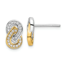 Load image into Gallery viewer, Sterling Silver RH-plated &amp; Gold-plated CZ Teardrop Infinity Post Earrings
