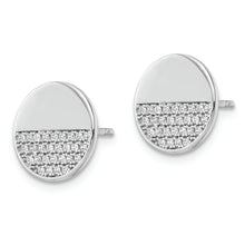 Load image into Gallery viewer, Sterling Silver Rhodium-plated Polished Disc CZ Post Earrings

