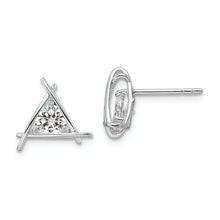 Load image into Gallery viewer, Sterling Silver Rhodium-plated Triangle CZ Post Earrings
