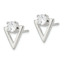 Load image into Gallery viewer, Sterling Silver CZ Triangle Post Earrings

