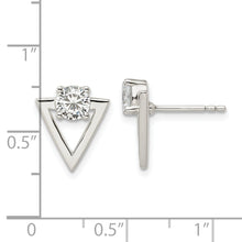 Load image into Gallery viewer, Sterling Silver CZ Triangle Post Earrings
