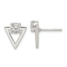 Load image into Gallery viewer, Sterling Silver CZ Triangle Post Earrings
