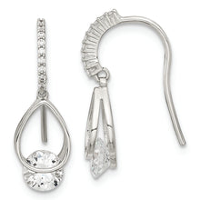 Load image into Gallery viewer, Sterling Silver Rhodium-plated Fancy CZ Dangle Earrings
