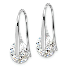 Load image into Gallery viewer, Sterling Silver Rhodium-plated Polished Round CZ Dangle Earrings
