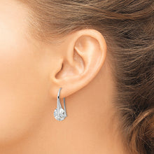 Load image into Gallery viewer, Sterling Silver Rhodium-plated Polished Round CZ Dangle Earrings
