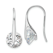 Load image into Gallery viewer, Sterling Silver Rhodium-plated Polished Round CZ Dangle Earrings
