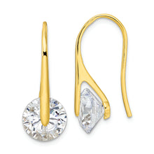 Load image into Gallery viewer, Sterling Silver Gold-tone Polished Round CZ Dangle Earrings
