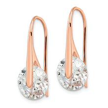 Load image into Gallery viewer, Sterling Silver Rose-tone Polished Round CZ Dangle Earrings
