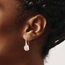 Load image into Gallery viewer, Sterling Silver Rose-tone Polished Round CZ Dangle Earrings
