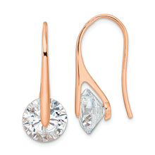 Load image into Gallery viewer, Sterling Silver Rose-tone Polished Round CZ Dangle Earrings
