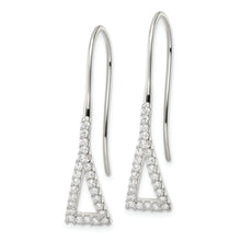 Load image into Gallery viewer, Sterling Silver Polished Triangle CZ Dangle Earrings
