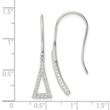 Load image into Gallery viewer, Sterling Silver Polished Triangle CZ Dangle Earrings
