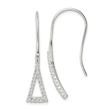 Load image into Gallery viewer, Sterling Silver Polished Triangle CZ Dangle Earrings
