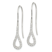 Load image into Gallery viewer, Sterling Silver Polished Teardrop CZ Dangle Earrings
