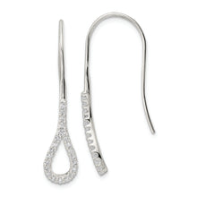 Load image into Gallery viewer, Sterling Silver Polished Teardrop CZ Dangle Earrings
