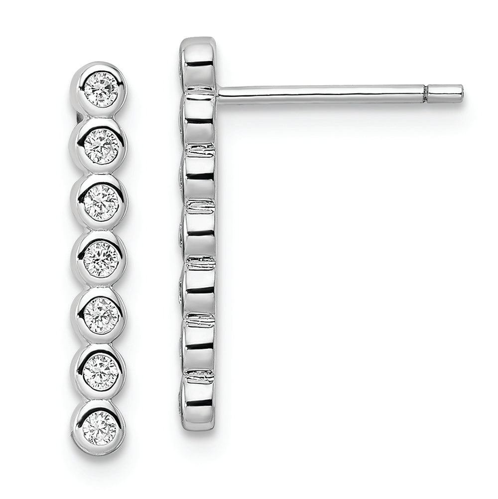 Sterling Silver Rhodium-plated CZ Post Earrings