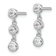 Load image into Gallery viewer, Sterling Silver Rhodium-plated CZ Dangle Post Earrings
