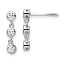 Load image into Gallery viewer, Sterling Silver Rhodium-plated CZ Dangle Post Earrings
