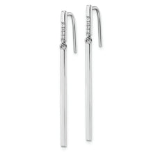 Load image into Gallery viewer, Sterling Silver Rhodium-plated CZ Bar Dangle Earrings
