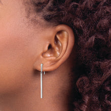 Load image into Gallery viewer, Sterling Silver Rhodium-plated CZ Bar Dangle Earrings
