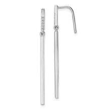 Load image into Gallery viewer, Sterling Silver Rhodium-plated CZ Bar Dangle Earrings
