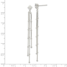Load image into Gallery viewer, Sterling Silver Polished CZ Beaded Chain Dangle Post Earrings
