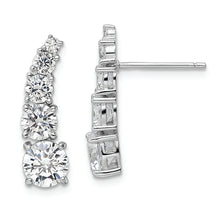 Load image into Gallery viewer, Sterling Silver Polished Rhodium-plated Graduated CZ Post Earrings

