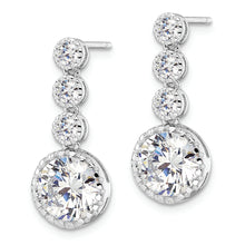 Load image into Gallery viewer, Sterling Silver Rhodium-plated Polished Round CZ Dangle Post Earrings
