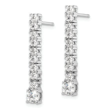 Load image into Gallery viewer, Sterling Silver Polished Rhodium-plated CZ Post Dangle Earrings
