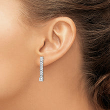 Load image into Gallery viewer, Sterling Silver Polished Rhodium-plated CZ Post Dangle Earrings

