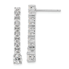 Load image into Gallery viewer, Sterling Silver Polished Rhodium-plated CZ Post Dangle Earrings
