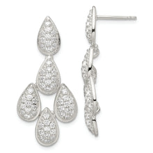 Load image into Gallery viewer, Sterling Silver CZ Chandelier Dangle Post Earrings
