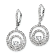 Load image into Gallery viewer, Sterling Silver Polished Rhodium-plated CZ Circle Dangles Leverback Earring
