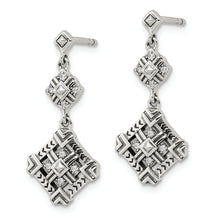 Load image into Gallery viewer, Sterling Silver Antiqued CZ Dangle Post Earrings

