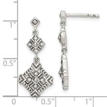 Load image into Gallery viewer, Sterling Silver Antiqued CZ Dangle Post Earrings
