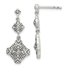Load image into Gallery viewer, Sterling Silver Antiqued CZ Dangle Post Earrings
