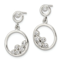 Load image into Gallery viewer, Sterling Silver Polished CZ Circle Dangle Post Earrings
