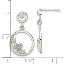 Load image into Gallery viewer, Sterling Silver Polished CZ Circle Dangle Post Earrings
