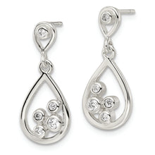 Load image into Gallery viewer, Sterling Silver Polished CZ Teardrop Dangle Post Earrings

