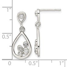 Load image into Gallery viewer, Sterling Silver Polished CZ Teardrop Dangle Post Earrings
