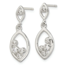 Load image into Gallery viewer, Sterling Silver Polished CZ Oval Dangle Post Earrings
